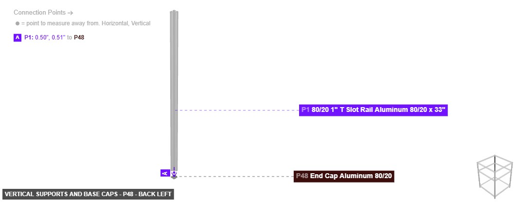 Vertical Supports and Base Caps - Part End Cap Aluminum 80/20 - back_left