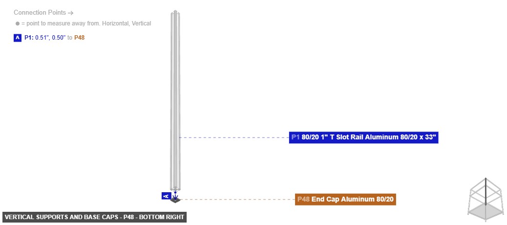 Vertical Supports and Base Caps - Part End Cap Aluminum 80/20 - bottom_right