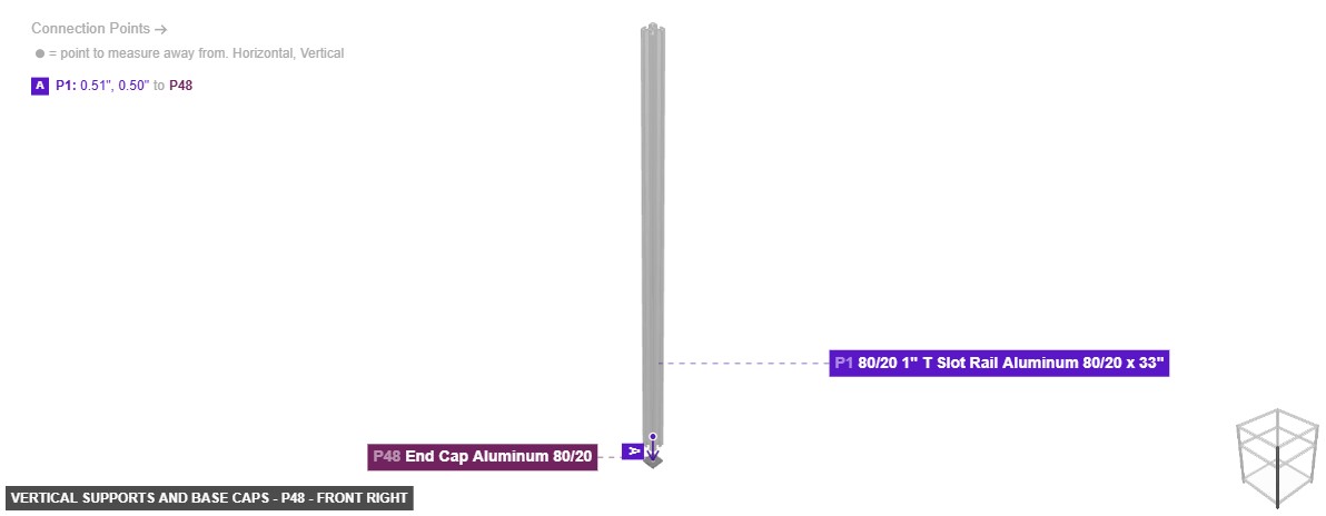 Vertical Supports and Base Caps - Part End Cap Aluminum 80/20 - front_right