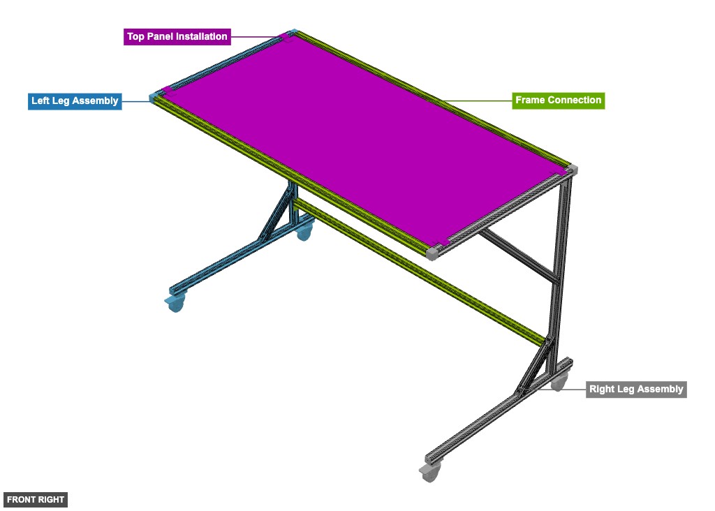 Aluminum 8020 Desk - Overview front_right