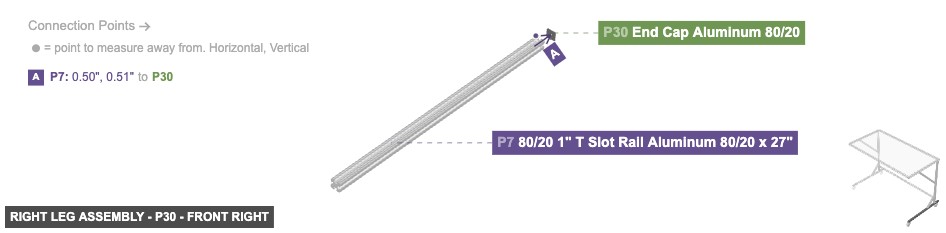 Right Leg Assembly - Part End Cap Aluminum 80/20 - front_right