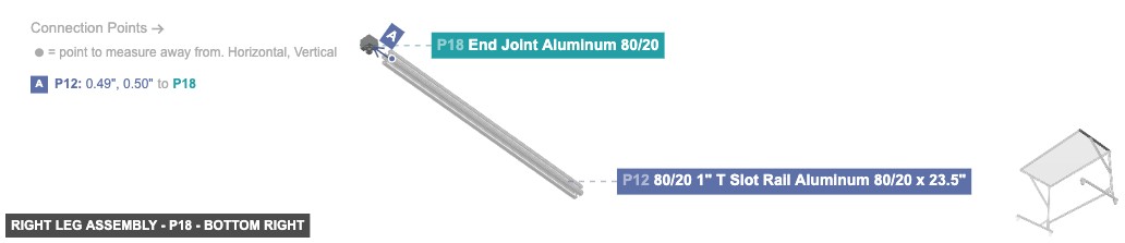 Right Leg Assembly - Part End Joint Aluminum 80/20 - bottom_right