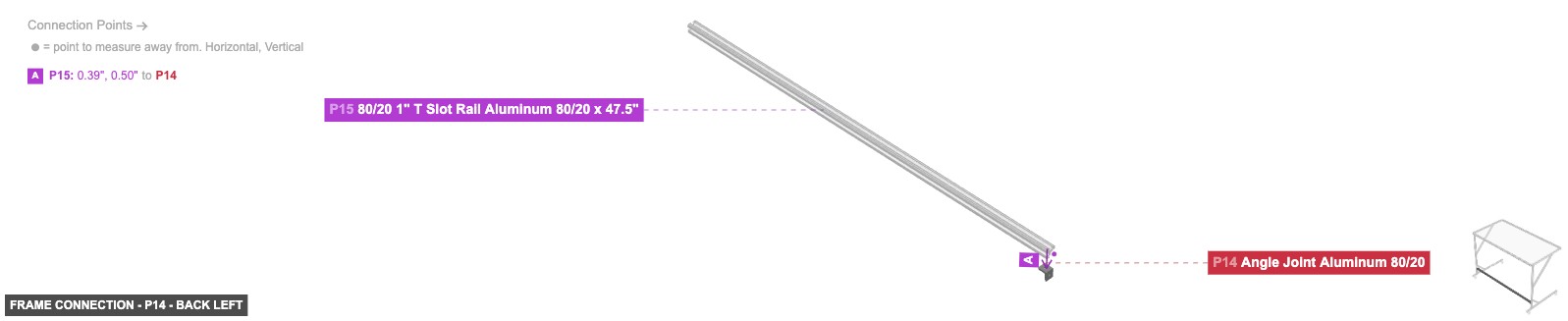 Frame Connection - Part Angle Joint Aluminum 80/20 - back_left