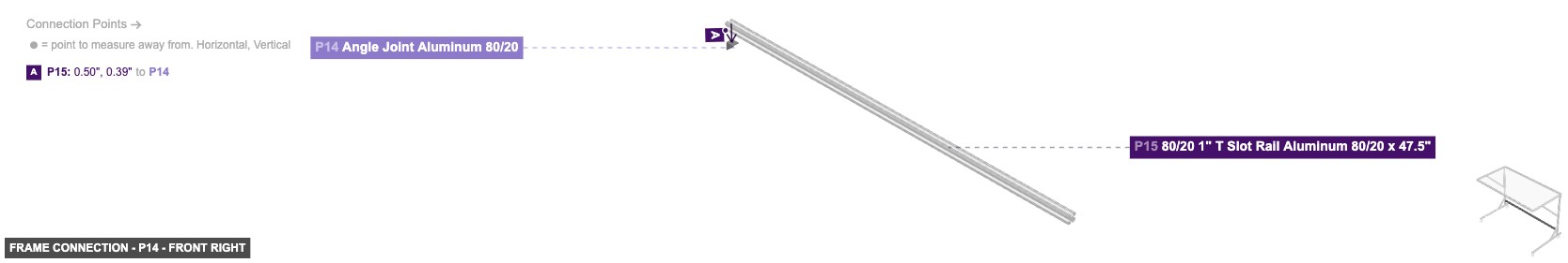 Frame Connection - Part Angle Joint Aluminum 80/20 - front_right