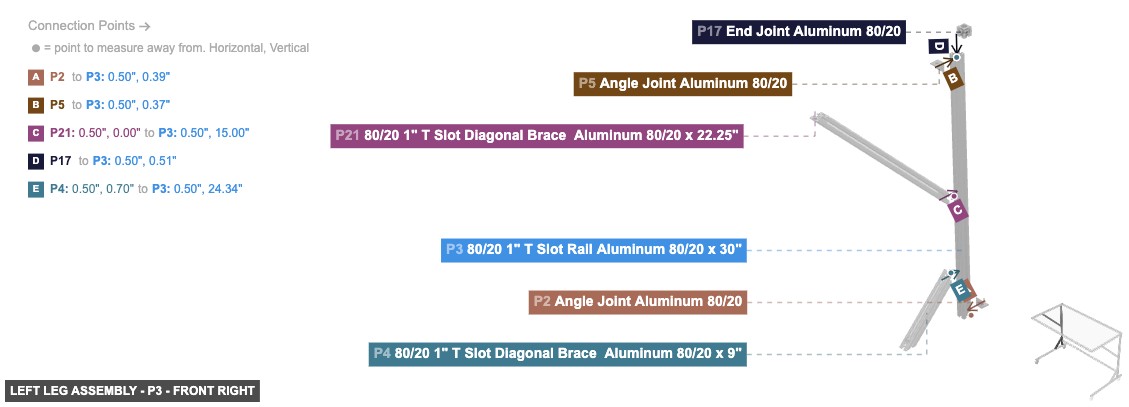 Left Leg Assembly - Part 80/20 1