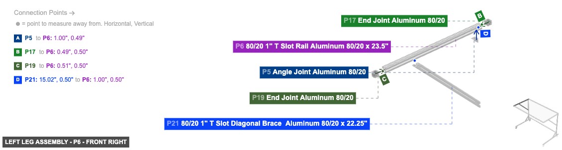 Left Leg Assembly - Part 80/20 1
