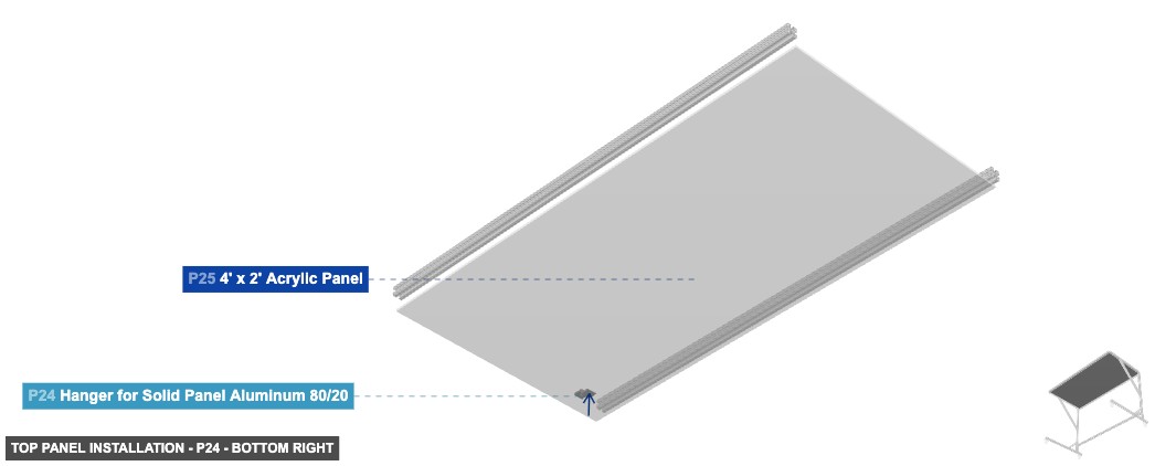 Top Panel Installation - Part Hanger for Solid Panel Aluminum 80/20 - bottom_right