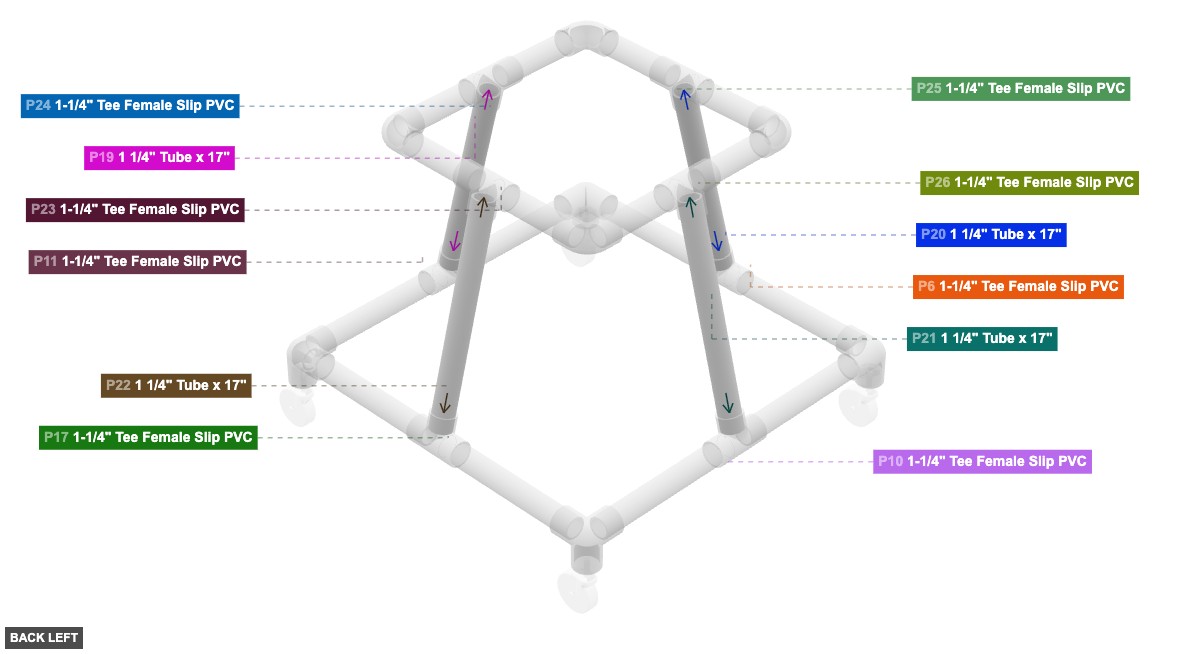 Assembly of Vertical Supports and Frame Combination - back_left