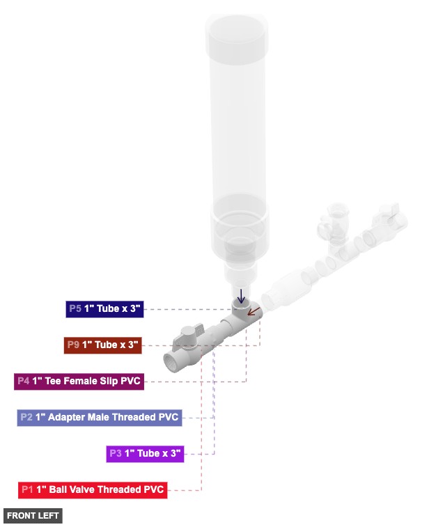Assembly of Drive Pipe Inlet and Main Tee - front_left