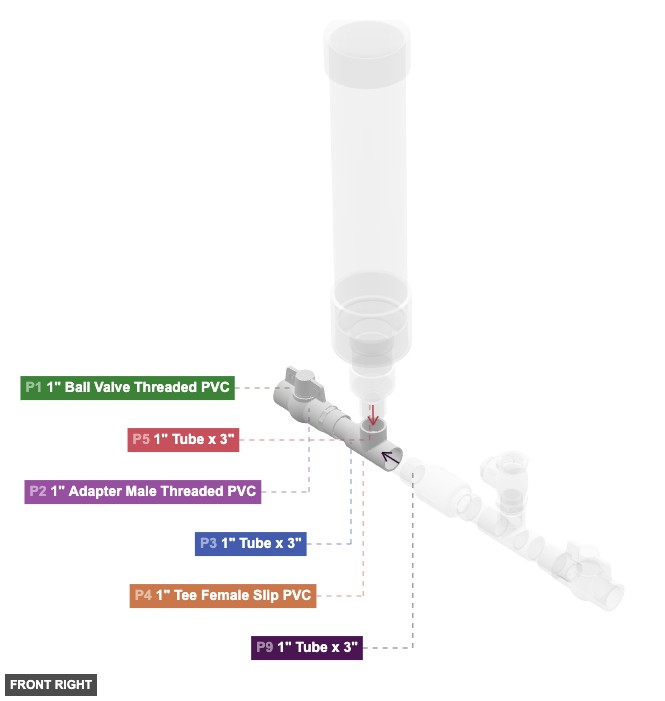 Assembly of Drive Pipe Inlet and Main Tee - front_right