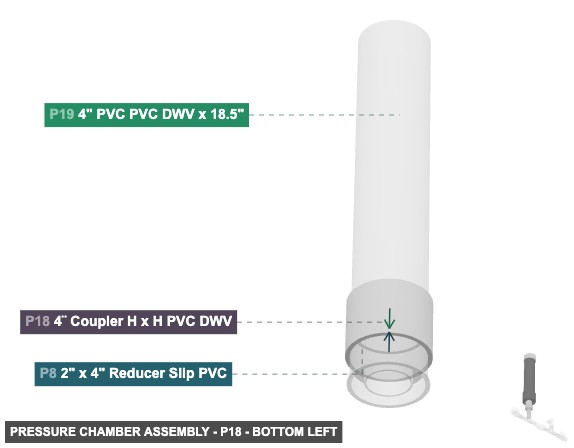 Pressure Chamber Assembly - Part 4¨ Coupler H x H PVC DWV - bottom_left