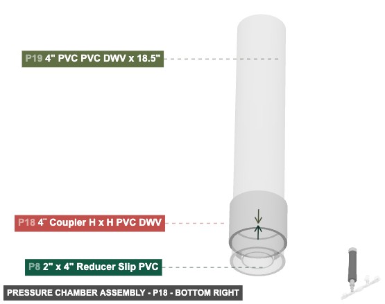 Pressure Chamber Assembly - Part 4¨ Coupler H x H PVC DWV - bottom_right