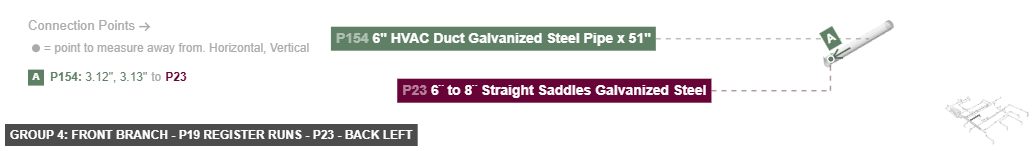 Group 4: Front Branch - P19 Register Runs - Part 6¨ to 8¨ Straight Saddles Galvanized Steel - back_left