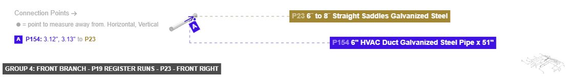 Group 4: Front Branch - P19 Register Runs - Part 6¨ to 8¨ Straight Saddles Galvanized Steel - front_right