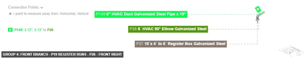 Group 4: Front Branch - P19 Register Runs - Part 6¨ HVAC 90° Elbow Galvanized Steel - front_right
