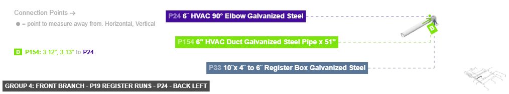 Group 4: Front Branch - P19 Register Runs - Part 6¨ HVAC 90° Elbow Galvanized Steel - back_left