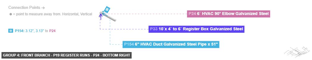 Group 4: Front Branch - P19 Register Runs - Part 6¨ HVAC 90° Elbow Galvanized Steel - bottom_right