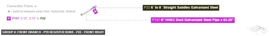 Group 4: Front Branch - P19 Register Runs - Part 6¨ to 8¨ Straight Saddles Galvanized Steel - front_right