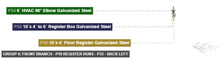 Group 4: Front Branch - P19 Register Runs - Part 10¨x 4¨ to 6¨ Register Box Galvanized Steel - back_left