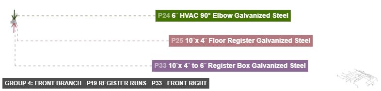 Group 4: Front Branch - P19 Register Runs - Part 10¨x 4¨ to 6¨ Register Box Galvanized Steel - front_right