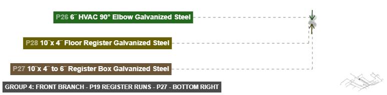 Group 4: Front Branch - P19 Register Runs - Part 10¨x 4¨ to 6¨ Register Box Galvanized Steel - bottom_right
