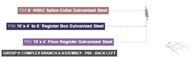 Group 9: Complex Branch A Assembly - Part 10¨x 4¨ to 6¨ Register Box Galvanized Steel - back_left
