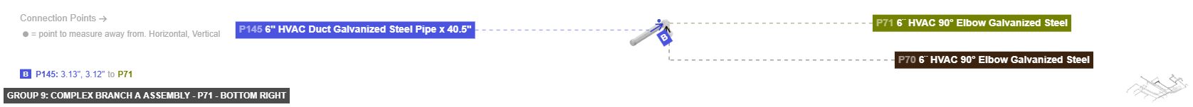 Group 9: Complex Branch A Assembly - Part 6¨ HVAC 90° Elbow Galvanized Steel - bottom_right