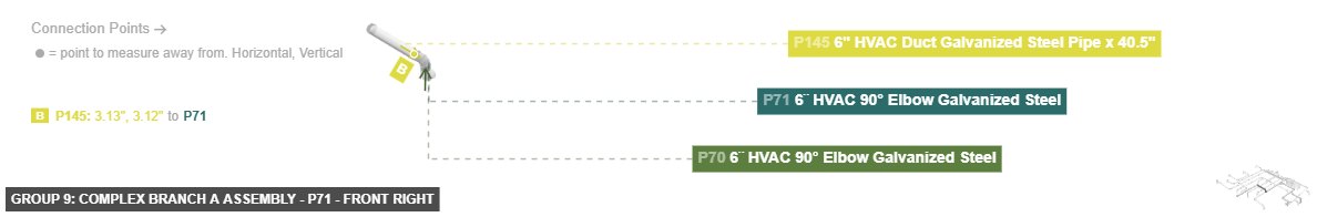 Group 9: Complex Branch A Assembly - Part 6¨ HVAC 90° Elbow Galvanized Steel - front_right