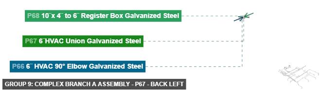 Group 9: Complex Branch A Assembly - Part 6¨HVAC Union Galvanized Steel - back_left