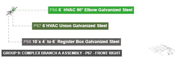 Group 9: Complex Branch A Assembly - Part 6¨HVAC Union Galvanized Steel - front_right