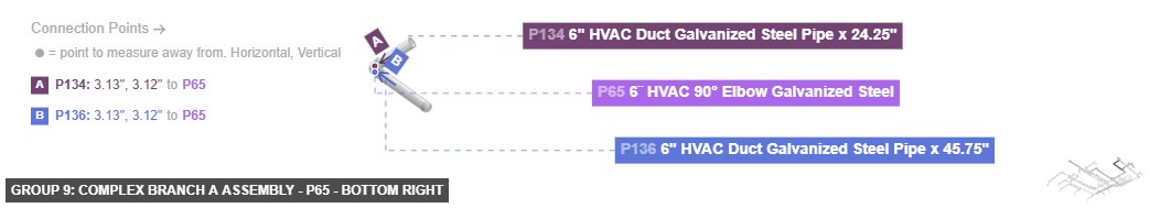 Group 9: Complex Branch A Assembly - Part 6¨ HVAC 90° Elbow Galvanized Steel - bottom_right