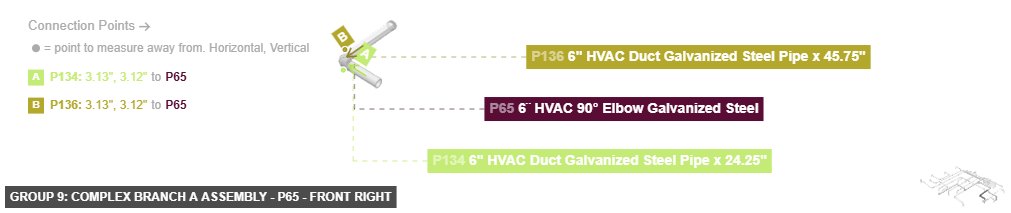 Group 9: Complex Branch A Assembly - Part 6¨ HVAC 90° Elbow Galvanized Steel - front_right