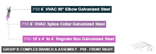 Group 9: Complex Branch A Assembly - Part 6¨ HVAC Splice Collar Galvanized Steel - front_right