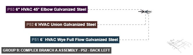 Group 9: Complex Branch A Assembly - Part 6¨HVAC Union Galvanized Steel - back_left