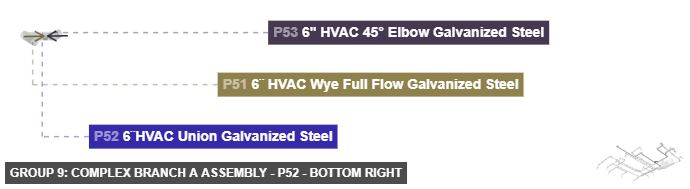 Group 9: Complex Branch A Assembly - Part 6¨HVAC Union Galvanized Steel - bottom_right