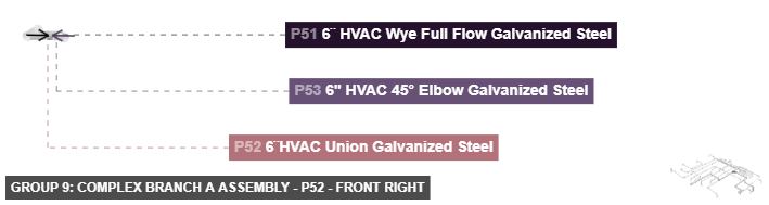 Group 9: Complex Branch A Assembly - Part 6¨HVAC Union Galvanized Steel - front_right