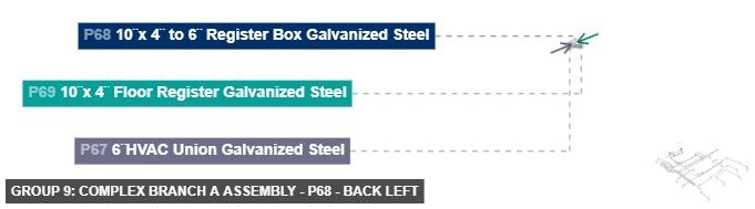 Group 9: Complex Branch A Assembly - Part 10¨x 4¨ to 6¨ Register Box Galvanized Steel - back_left