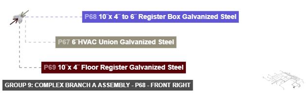 Group 9: Complex Branch A Assembly - Part 10¨x 4¨ to 6¨ Register Box Galvanized Steel - front_right