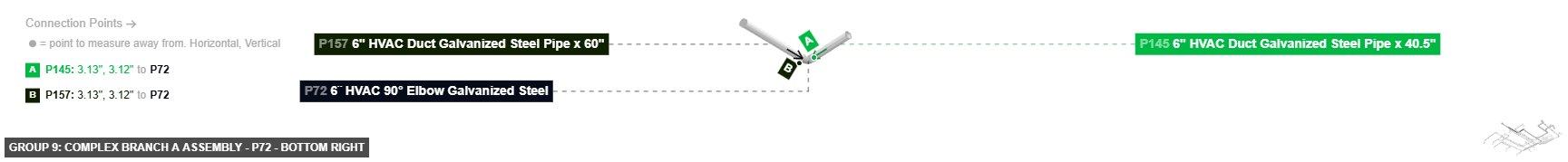 Group 9: Complex Branch A Assembly - Part 6¨ HVAC 90° Elbow Galvanized Steel - bottom_right