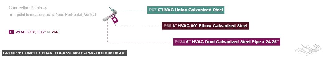 Group 9: Complex Branch A Assembly - Part 6¨ HVAC 90° Elbow Galvanized Steel - bottom_right