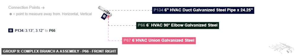 Group 9: Complex Branch A Assembly - Part 6¨ HVAC 90° Elbow Galvanized Steel - front_right