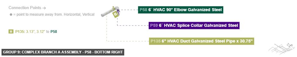 Group 9: Complex Branch A Assembly - Part 6¨ HVAC 90° Elbow Galvanized Steel - bottom_right