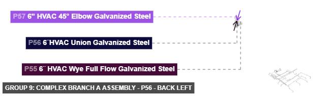 Group 9: Complex Branch A Assembly - Part 6¨HVAC Union Galvanized Steel - back_left