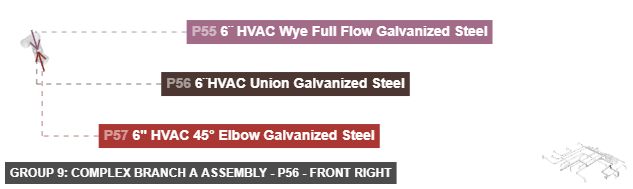 Group 9: Complex Branch A Assembly - Part 6¨HVAC Union Galvanized Steel - front_right