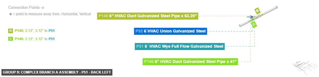 Group 9: Complex Branch A Assembly - Part 6¨ HVAC Wye Full Flow Galvanized Steel - back_left