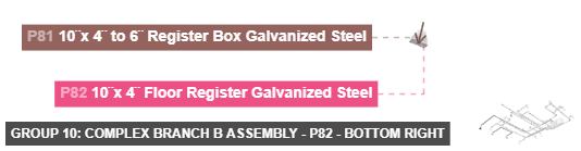 Group 10: Complex Branch B Assembly - Part 10¨x 4¨ Floor Register Galvanized Steel - bottom_right