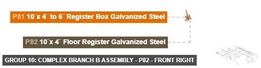 Group 10: Complex Branch B Assembly - Part 10¨x 4¨ Floor Register Galvanized Steel - front_right