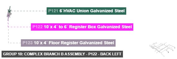 Group 10: Complex Branch B Assembly - Part 10¨x 4¨ to 6¨ Register Box Galvanized Steel - back_left