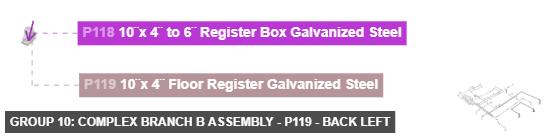 Group 10: Complex Branch B Assembly - Part 10¨x 4¨ Floor Register Galvanized Steel - back_left