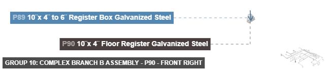 Group 10: Complex Branch B Assembly - Part 10¨x 4¨ Floor Register Galvanized Steel - front_right